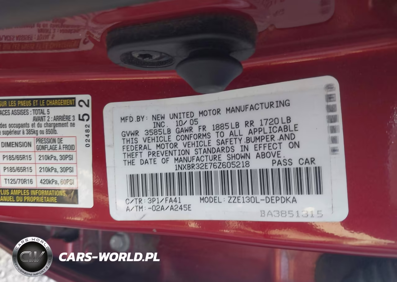 2006 Toyota Corolla Ce VIN:1NXBR32E76Z605218 - 9