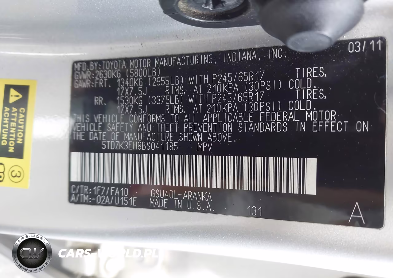 2011 Toyota Highlander Base V6 VIN:5TDZK3EH8BS041185 - 9