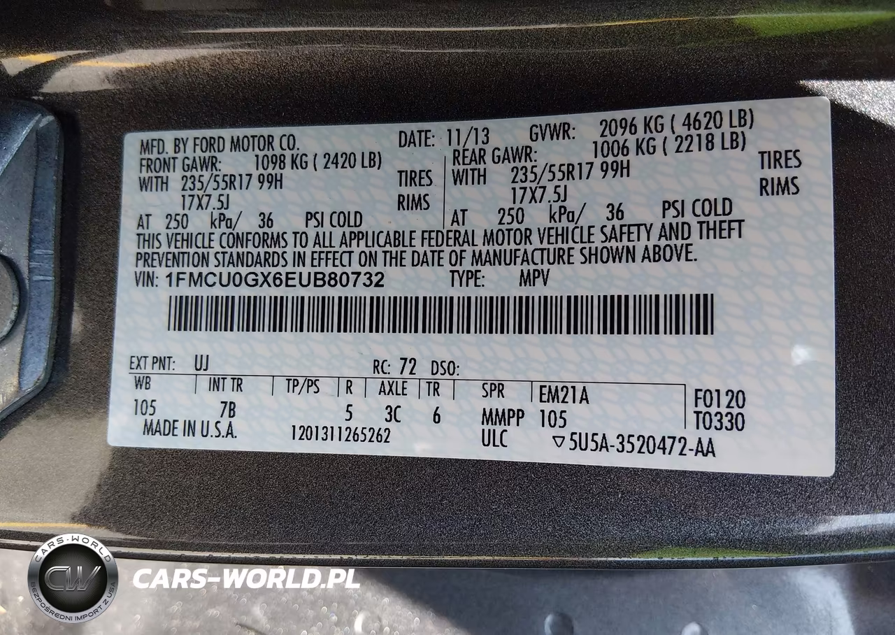 2014 Ford Escape Se VIN:1FMCU0GX6EUB80732 - 9