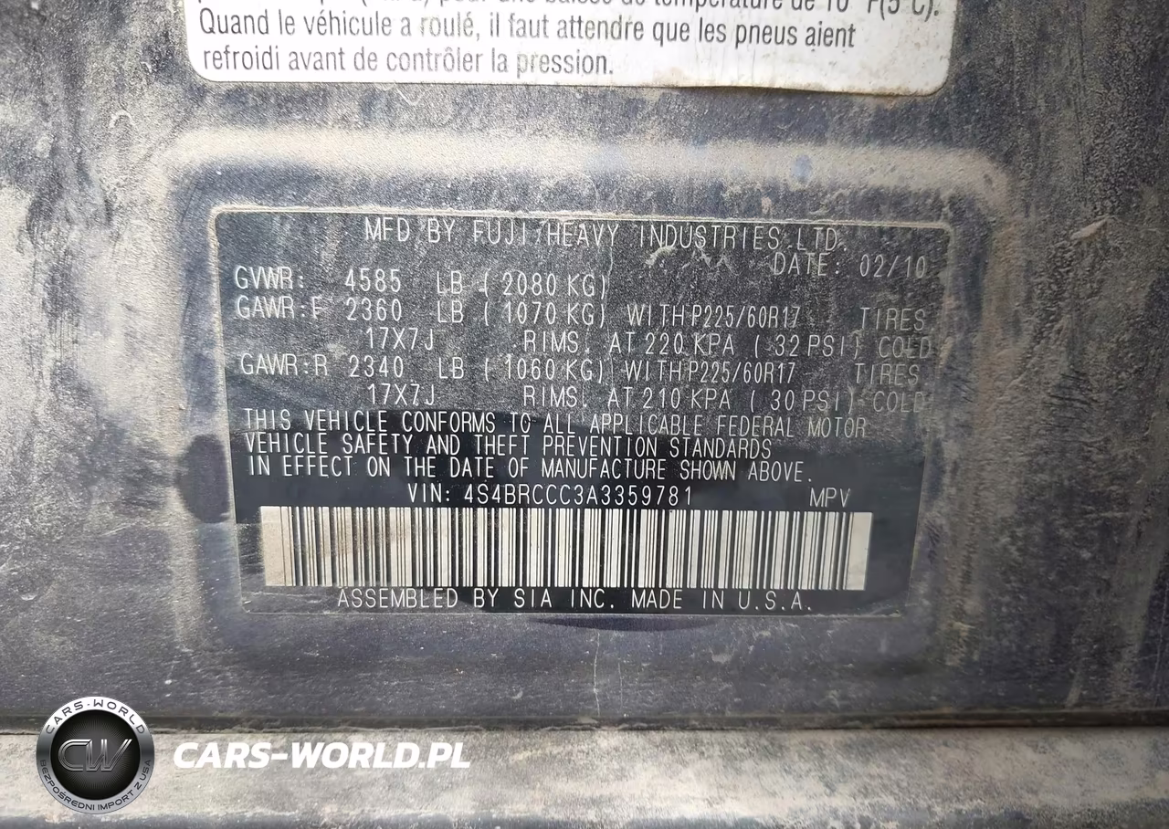 2010 Subaru Outback 2.5I Premium VIN:4S4BRCCC3A3359781 - 9