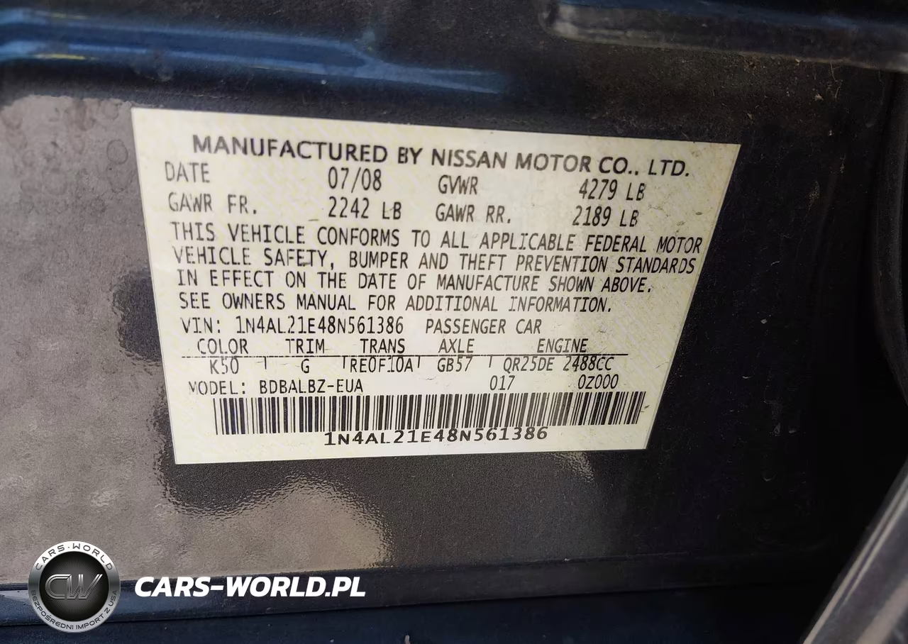 2008 Nissan Altima 2.5 S VIN:1N4AL21E48N561386 - 9