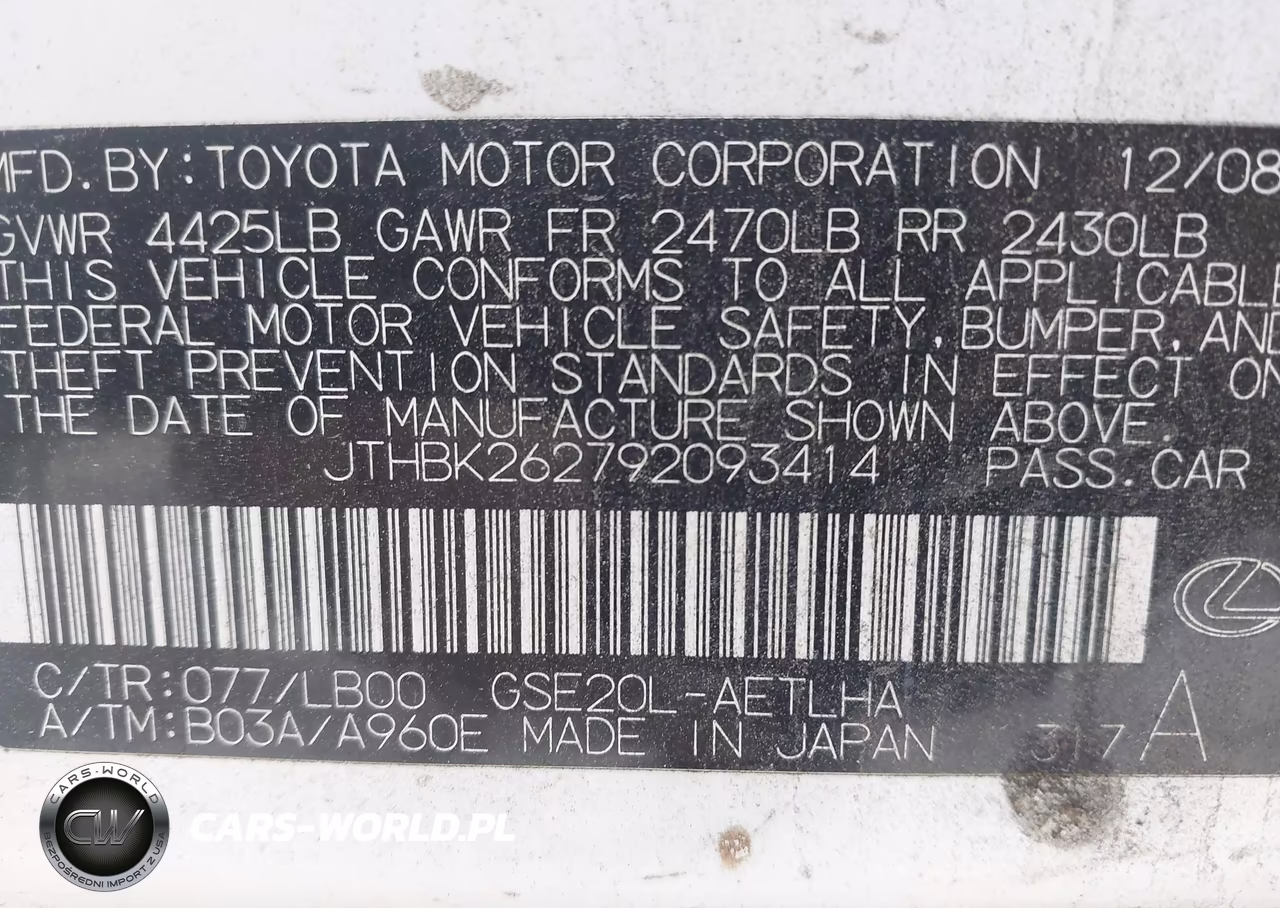 2009 Lexus Is 250 VIN:JTHBK262792093414 - 9