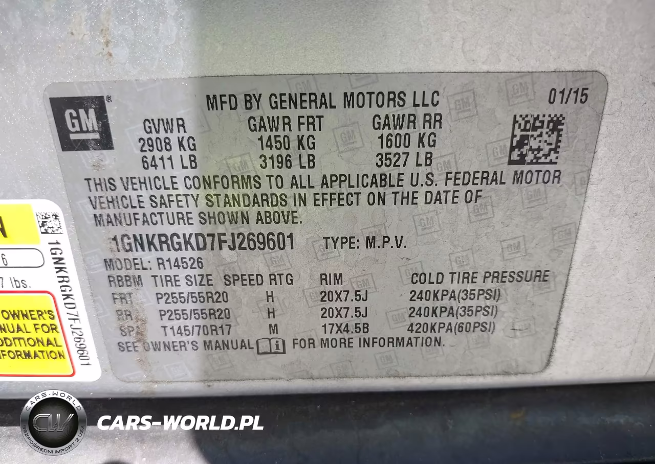 2015 Chevrolet Traverse Lt VIN:1GNKRGKD7FJ269601 - 9