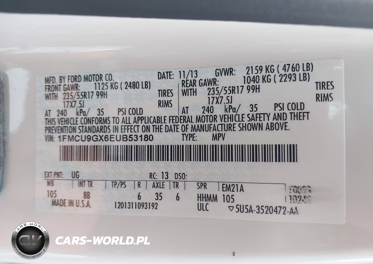 2014 Ford Escape Se VIN:1FMCU9GX6EUB53180 - 9