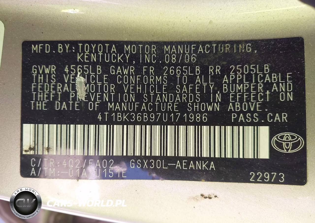 2007 Toyota Avalon Xl VIN:4T1BK36B97U171986 - 9