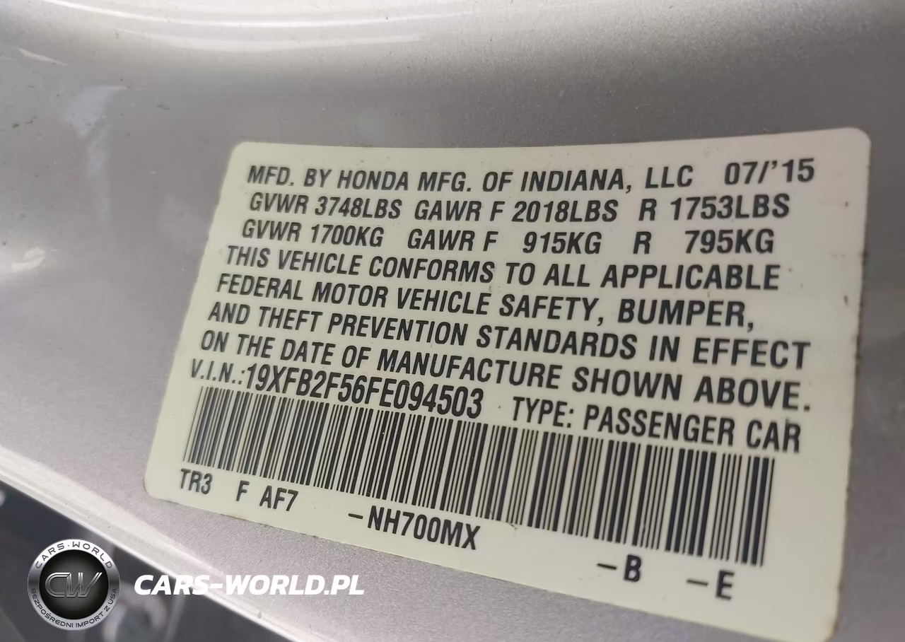 2015 Honda Civic Lx VIN:19XFB2F56FE094503 - 9