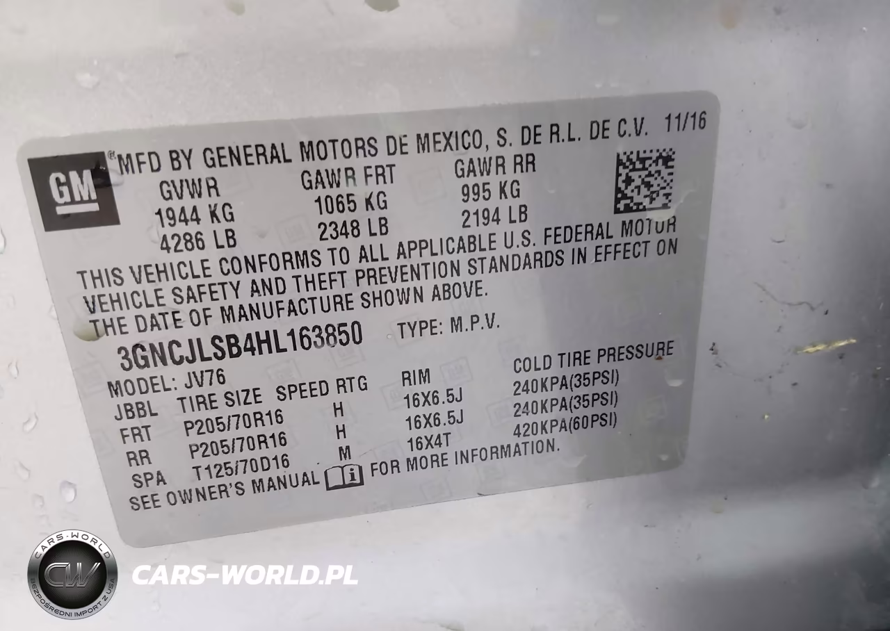 2017 Chevrolet Trax Lt VIN:3GNCJLSB4HL163850 - 9