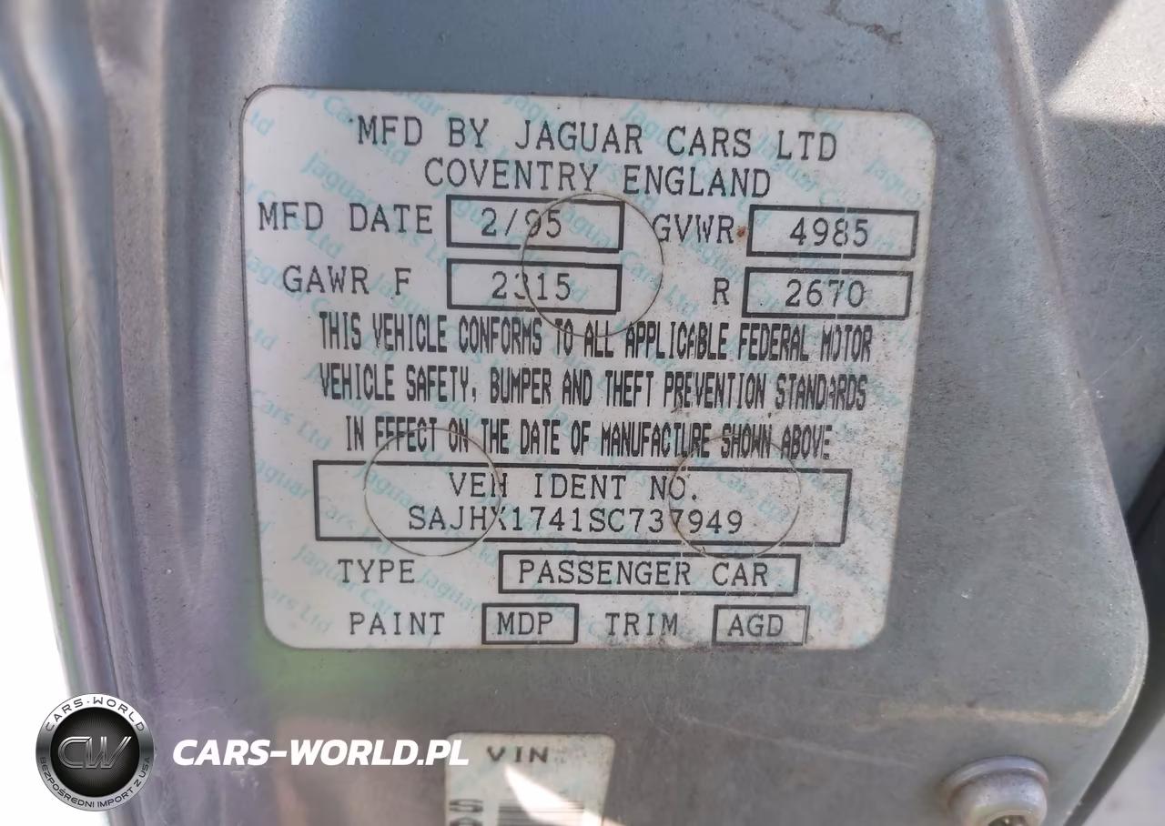 1995 Jaguar Xj6 VIN:SAJHX1741SC737949 - 9