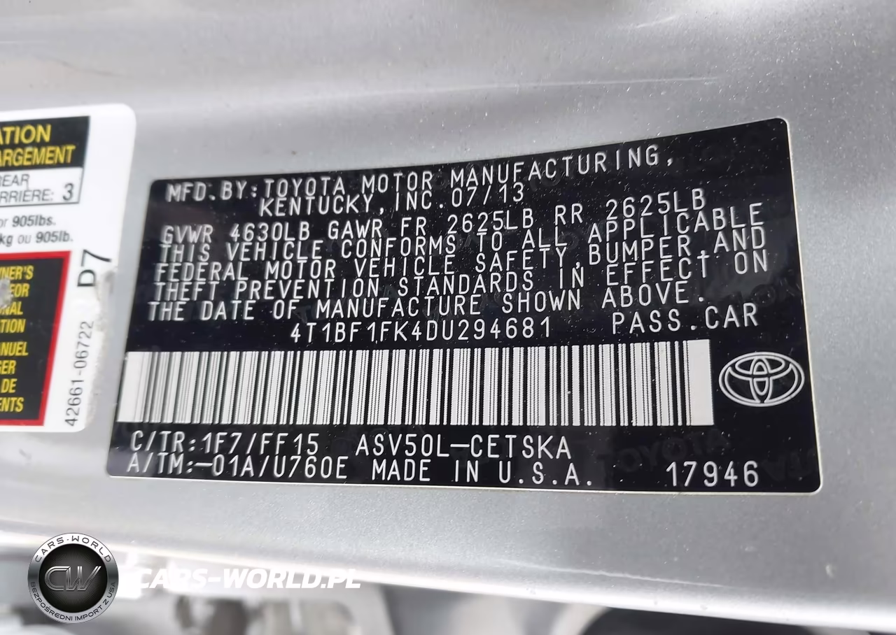 2013 Toyota Camry Se VIN:4T1BF1FK4DU294681 - 9