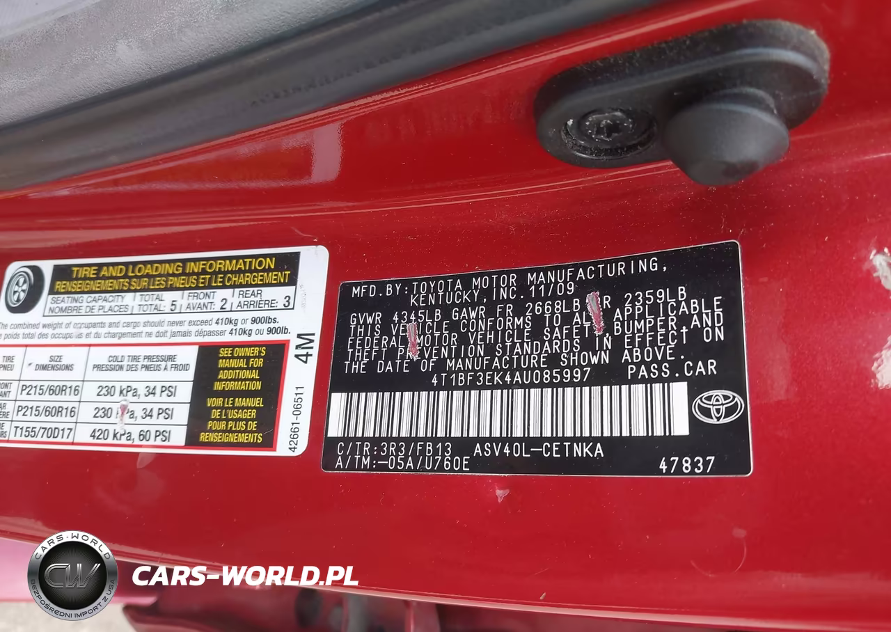 2010 Toyota Camry Le VIN:4T1BF3EK4AU085997 - 9