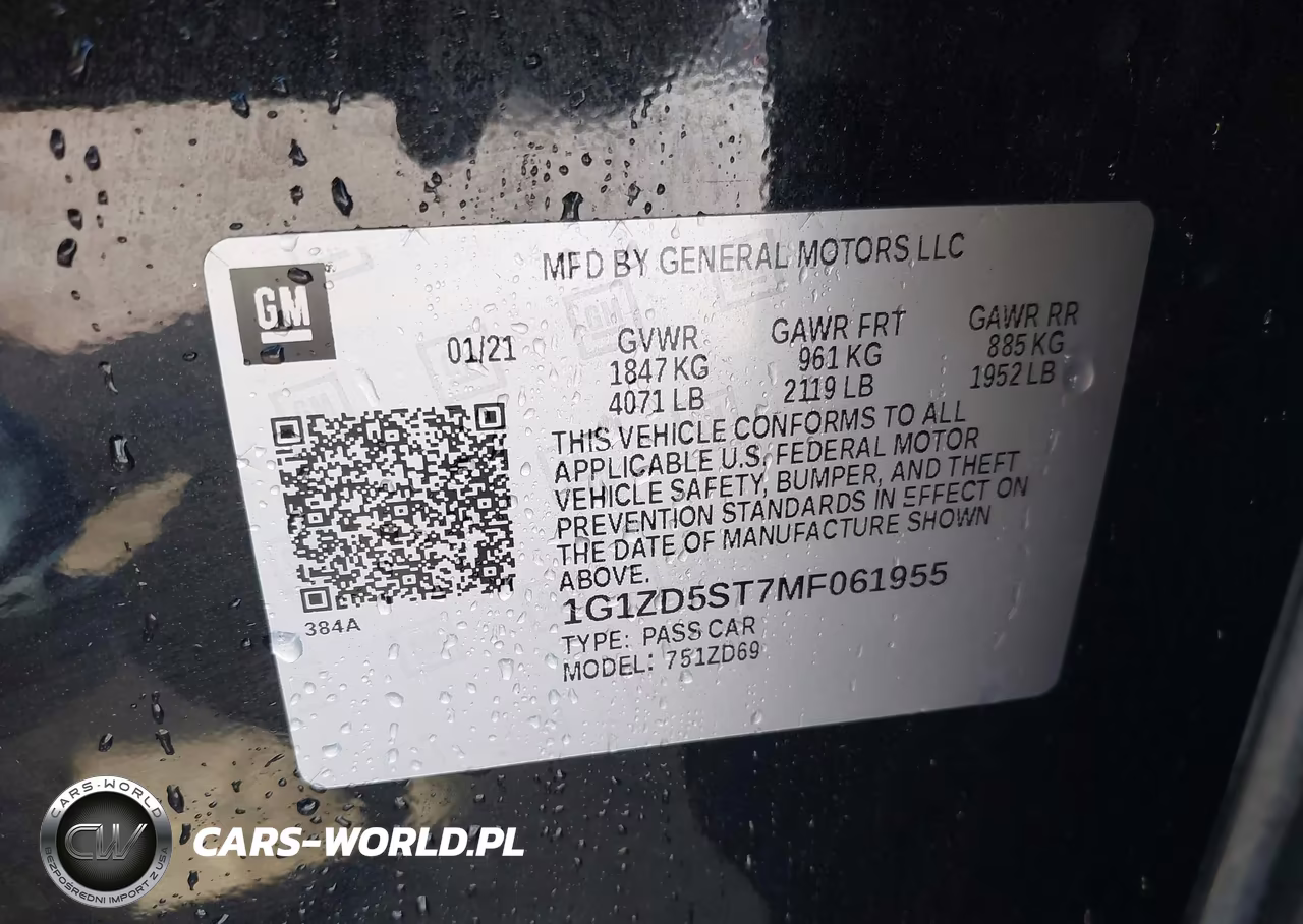 2021 Chevrolet Malibu Fwd Lt VIN:1G1ZD5ST7MF061955 - 9