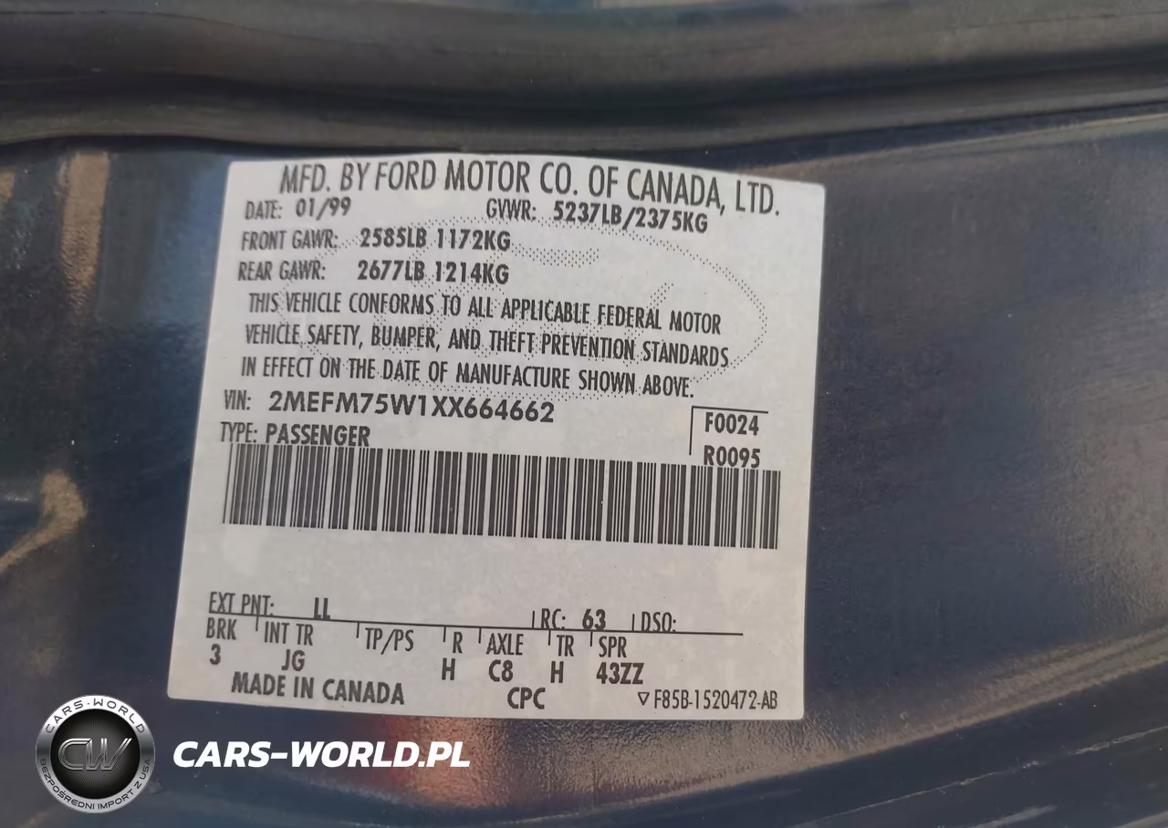 1999 Mercury Grand Marquis Ls VIN:2MEFM75W1XX664662 - 9