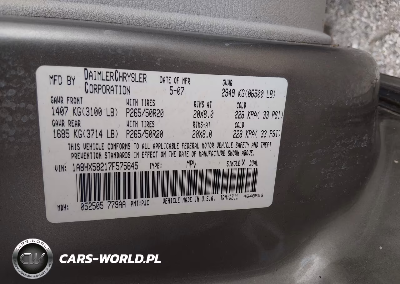 2007 Chrysler Aspen Limited VIN:1A8HX58217F575645 - 9