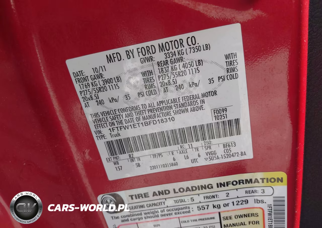 2011 Ford F-150 Fx4 VIN:1FTFW1ET1BFD18310 - 9