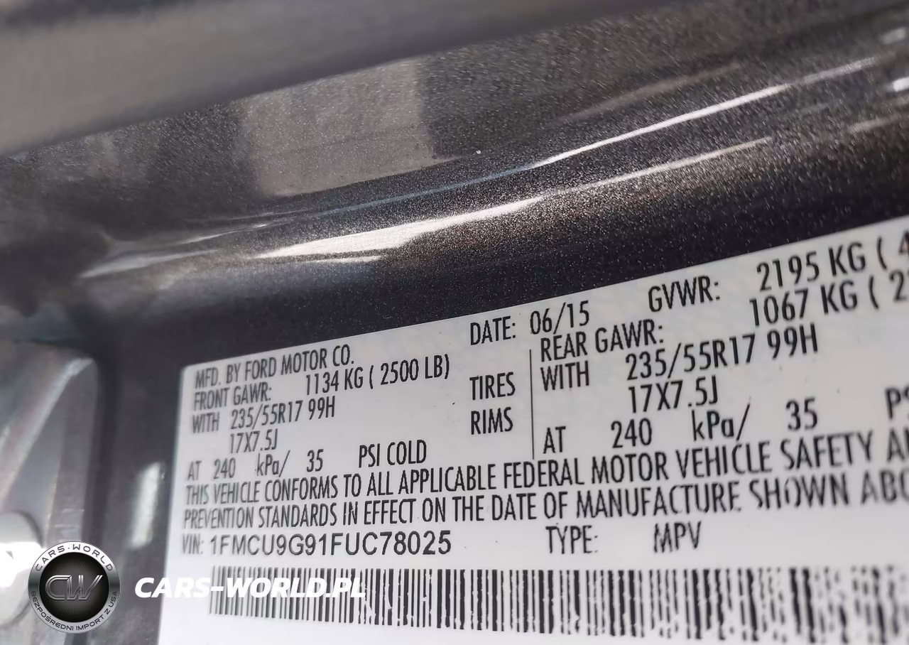 2015 Ford Escape Se VIN:1FMCU9G91FUC78025 - 9