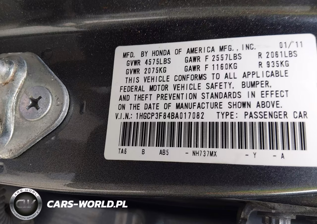 2011 Honda Accord 3.5 Ex-L VIN:1HGCP3F84BA017082 - 9
