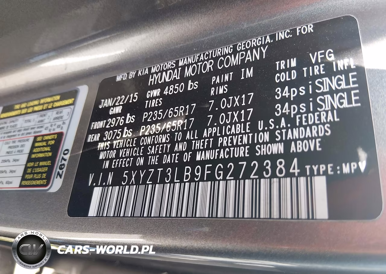 2015 Hyundai Santa Fe Sport 2.4L VIN:5XYZT3LB9FG272384 - 9