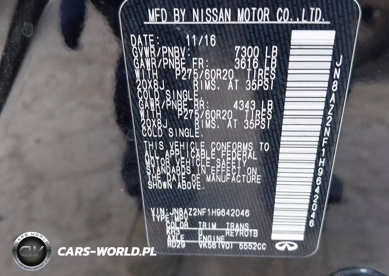 2017 Infiniti Qx80 VIN:JN8AZ2NF1H9642046 - 9