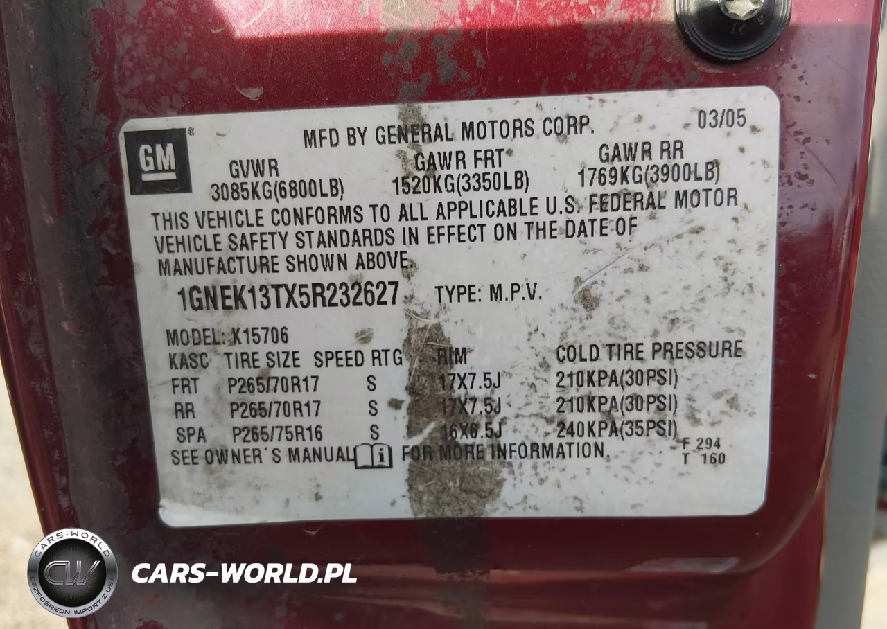 2005 Chevrolet Tahoe K1500 VIN:1GNEK13TX5R232627 - 9