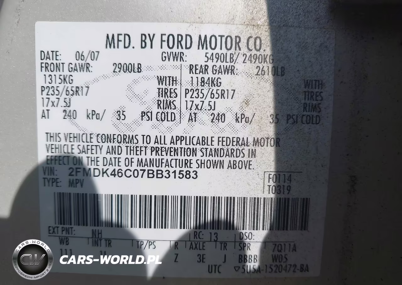 2007 Ford Edge Se VIN:2FMDK46C07BB31583 - 9
