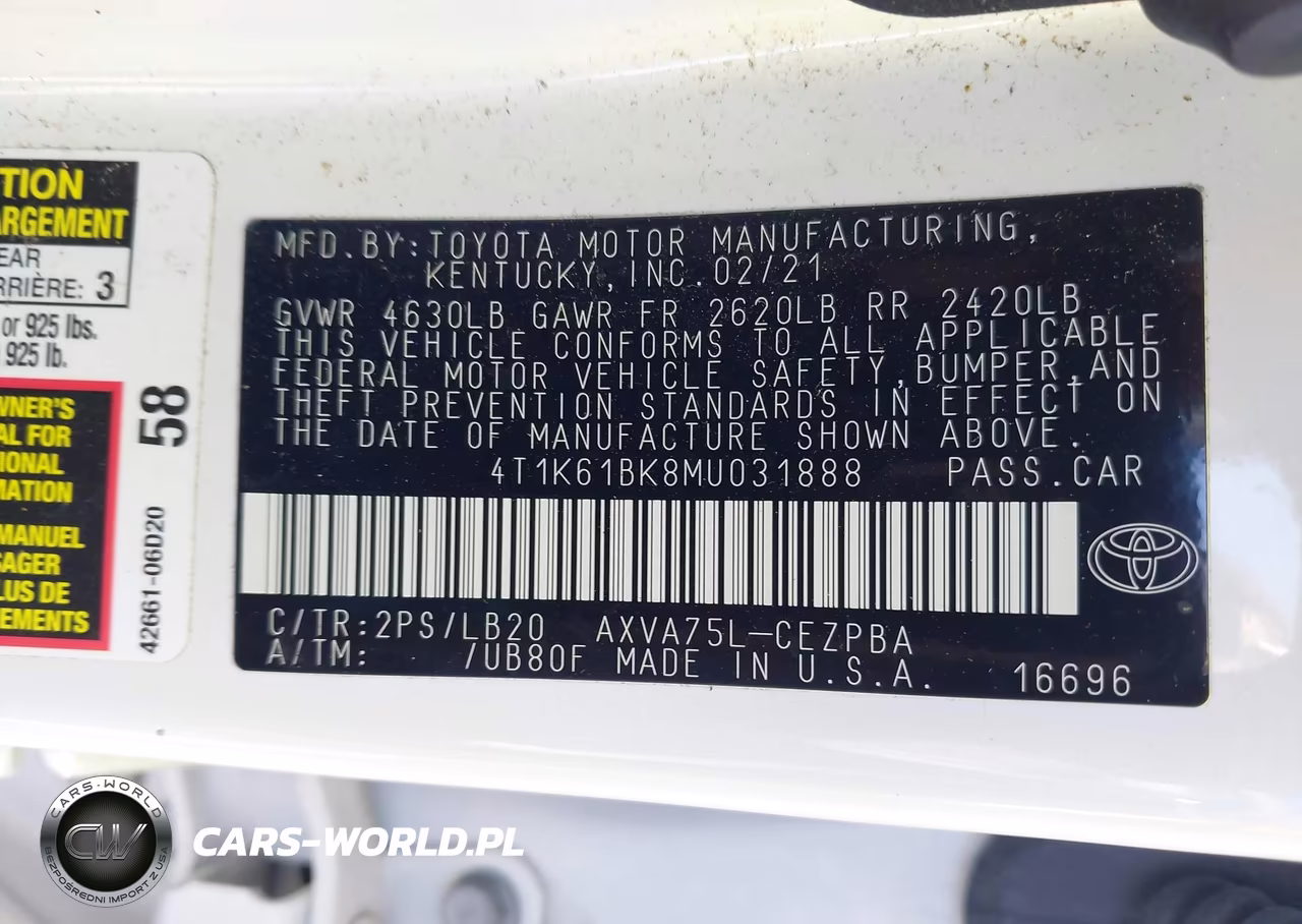 2021 Toyota Camry Xse Awd VIN:4T1K61BK8MU031888 - 9