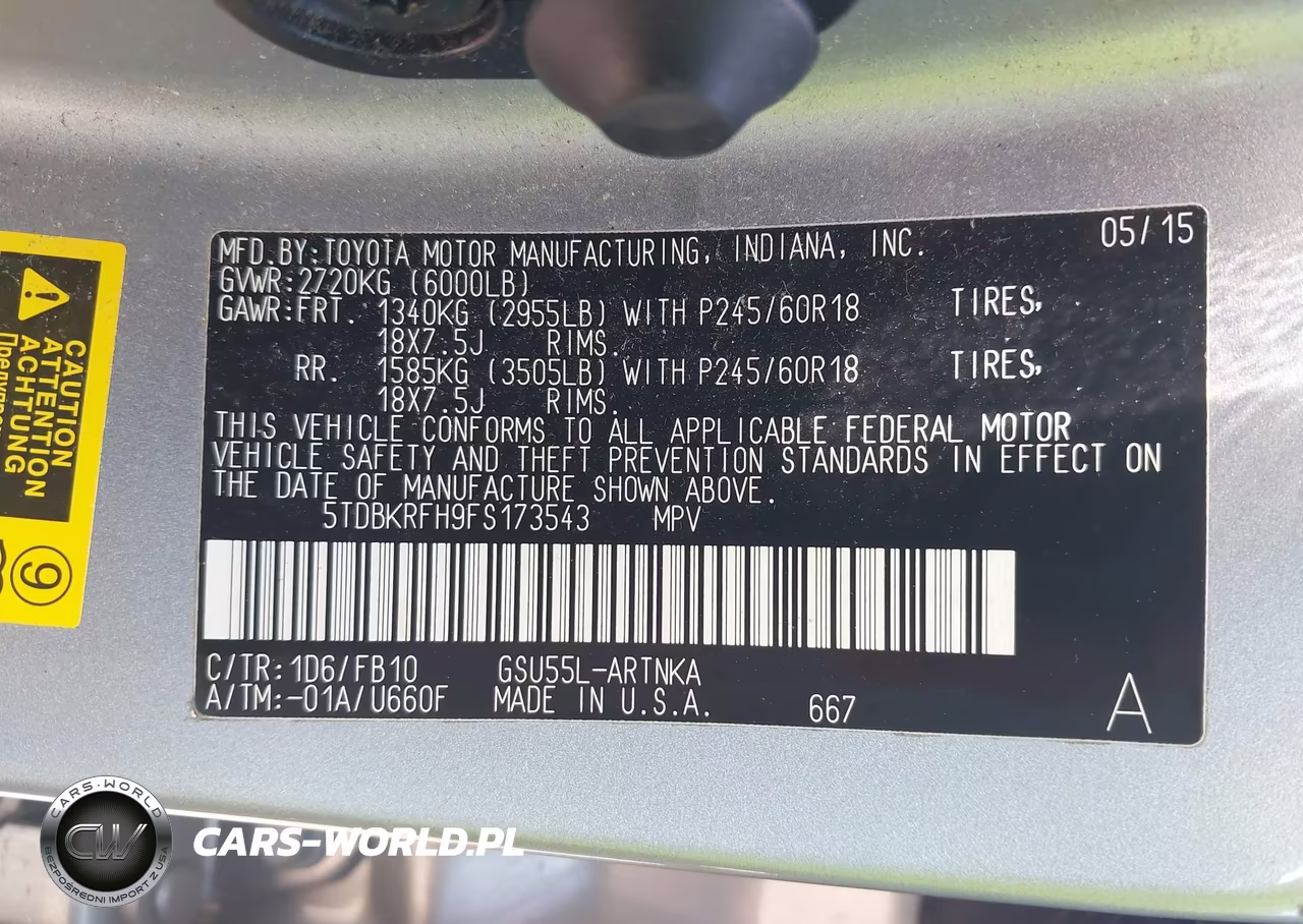 2015 Toyota Highlander Le V6 VIN:5TDBKRFH9FS173543 - 9