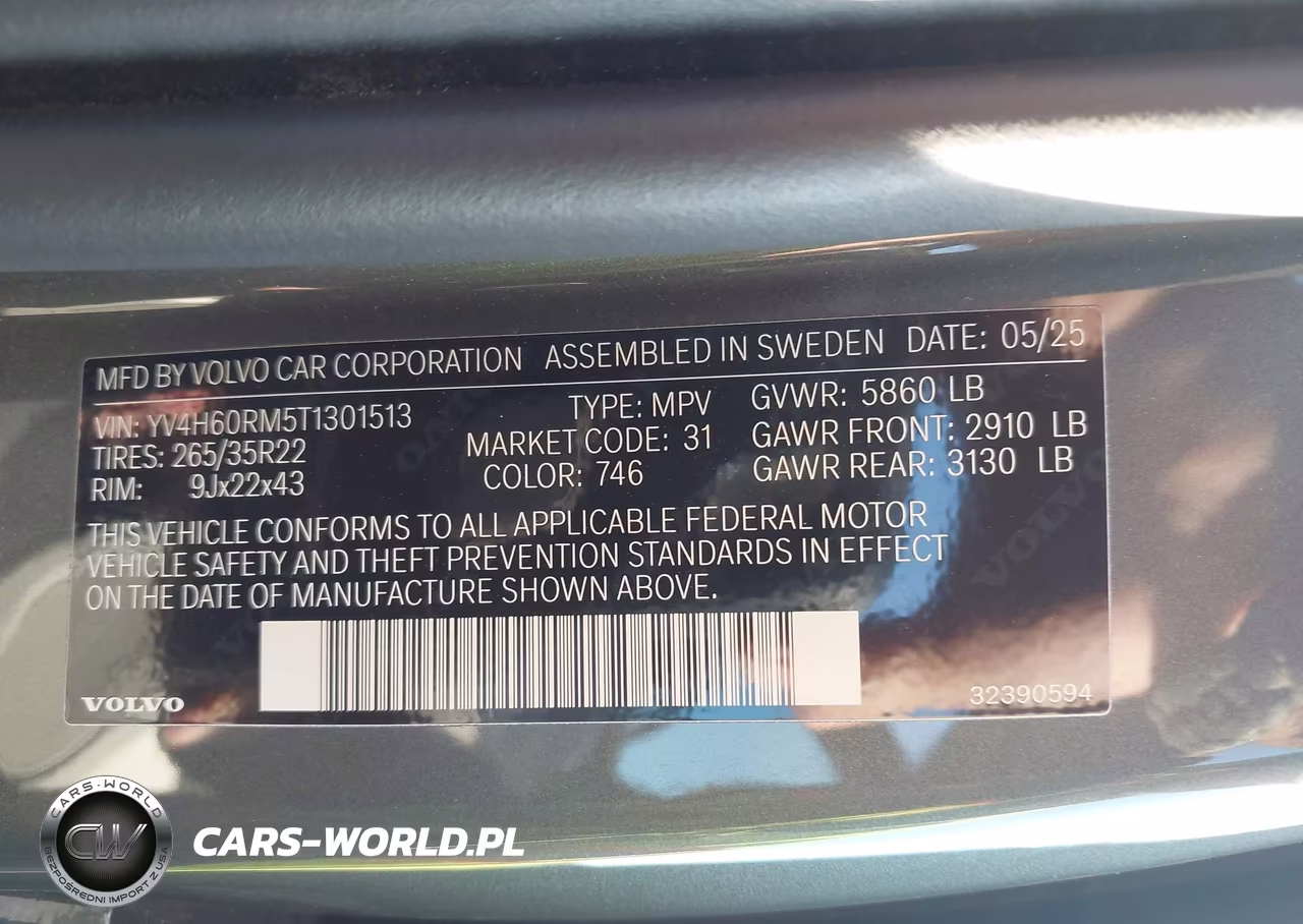 2026 Volvo Xc60 Plug-In Hybrid Ultra, T8 Awd Electric-Gasoline, Dark VIN:YV4H60RM5T1301513 - 9
