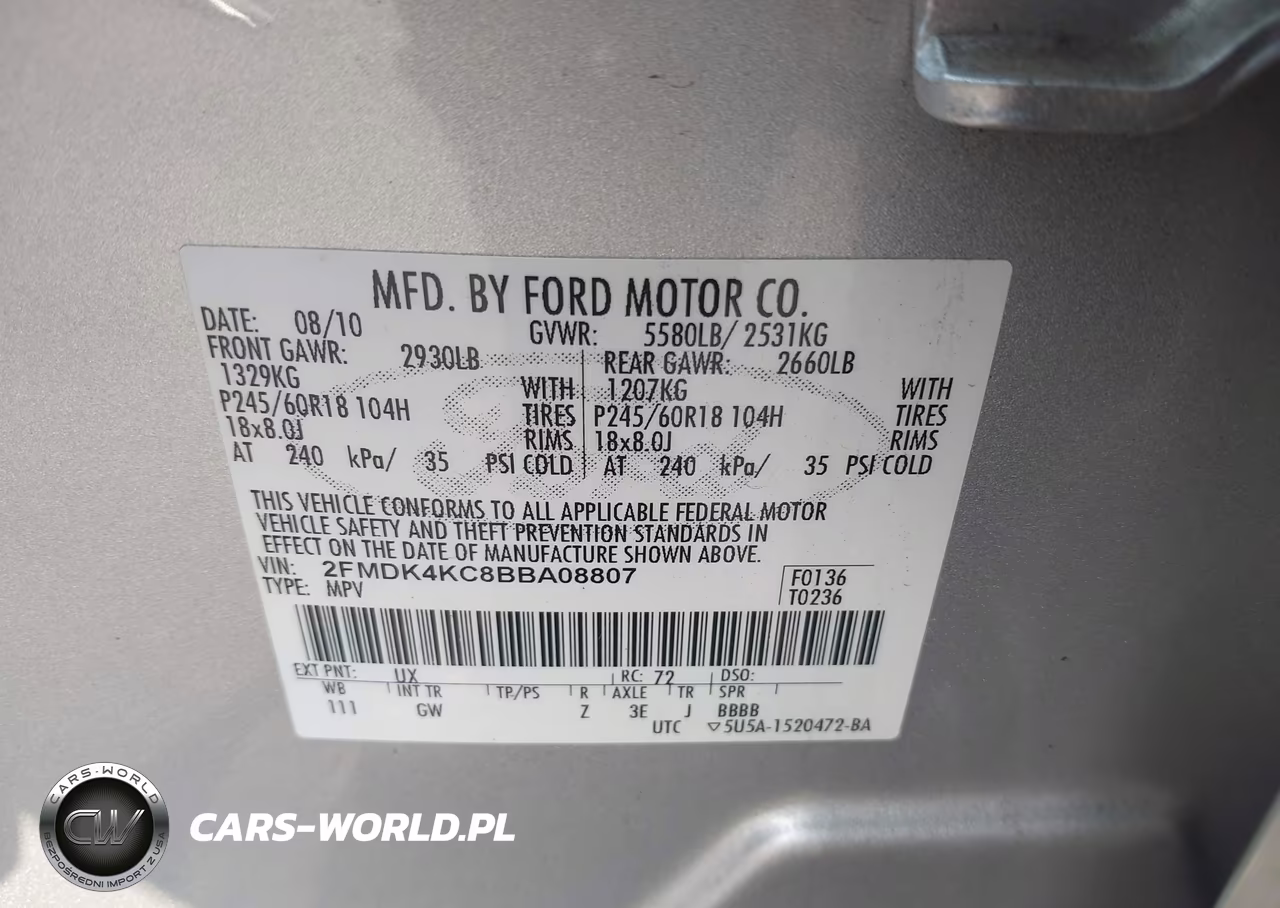 2011 Ford Edge Limited VIN:2FMDK4KC8BBA08807 - 9