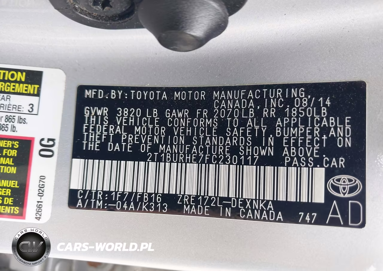 2015 Toyota Corolla Le VIN:2T1BURHE7FC230117 - 9
