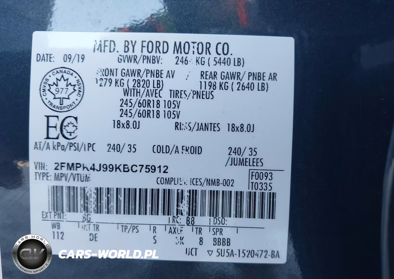 2019 Ford Edge Sel VIN:2FMPK4J99KBC75912 - 9