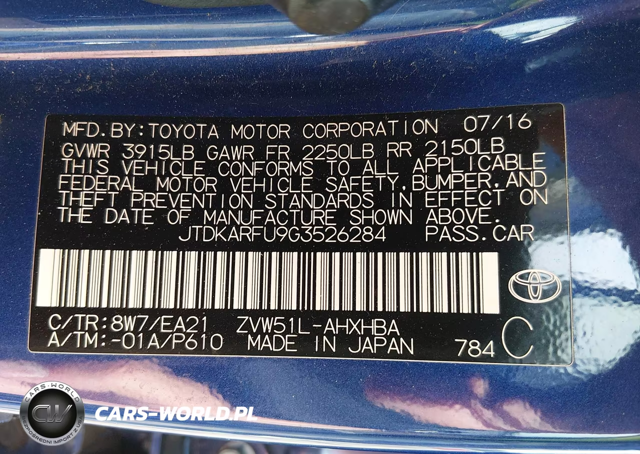 2016 Toyota Prius Four Touring VIN:JTDKARFU9G3526284 - 9