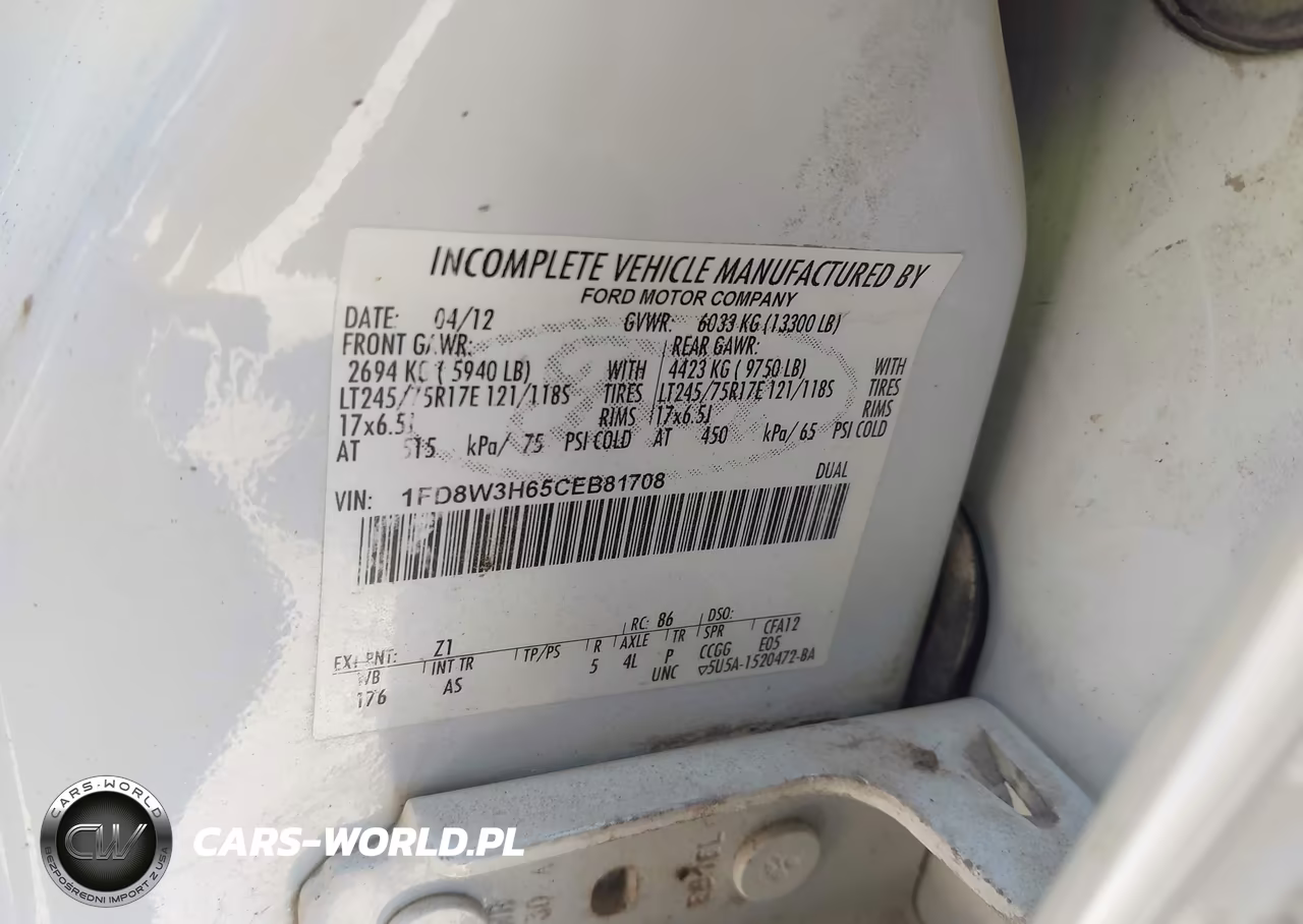 2012 Ford F-350 Chassis Xl VIN:1FD8W3H65CEB81708 - 8