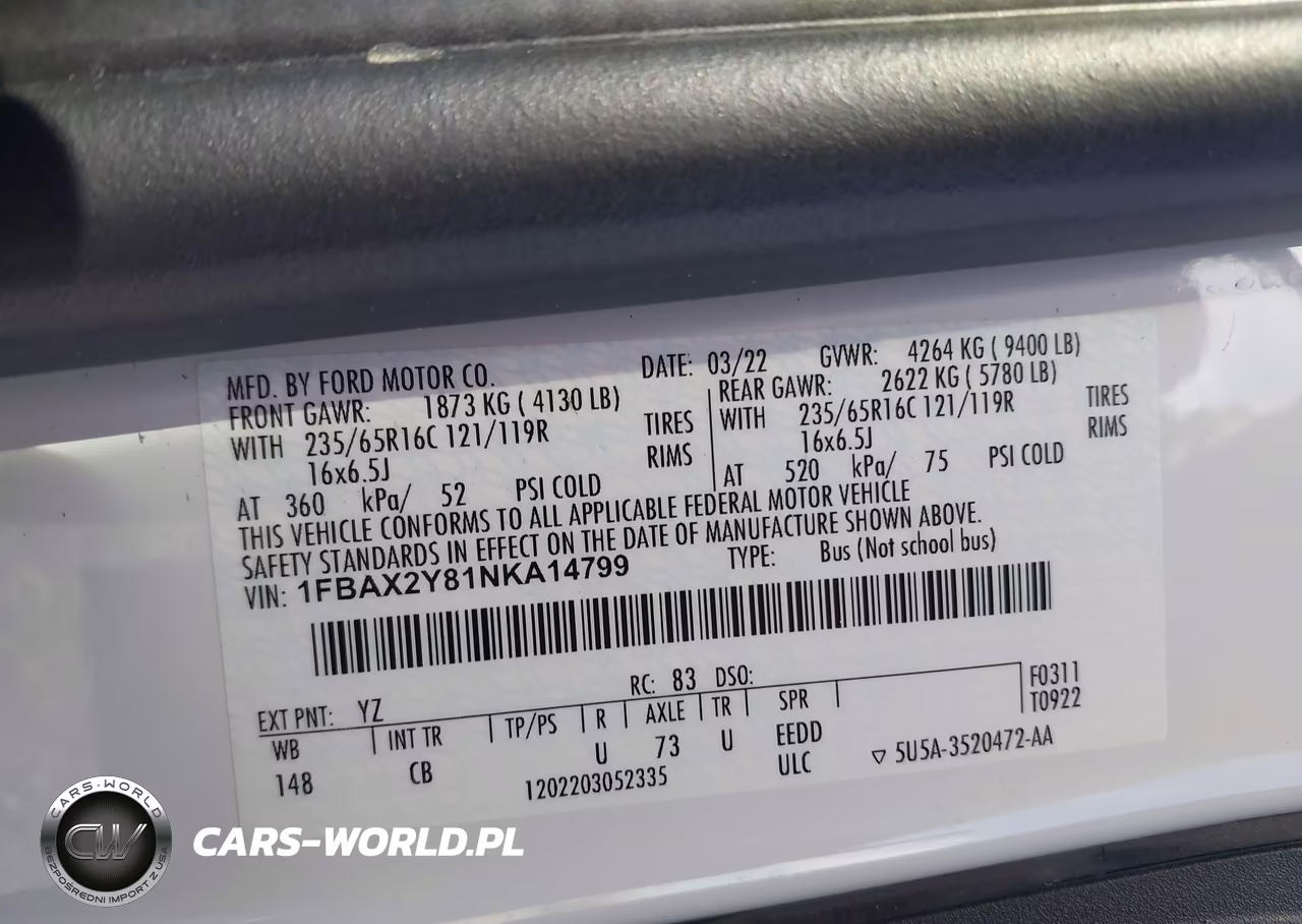 2022 Ford Transit-350 Passenger Van Xl VIN:1FBAX2Y81NKA14799 - 9