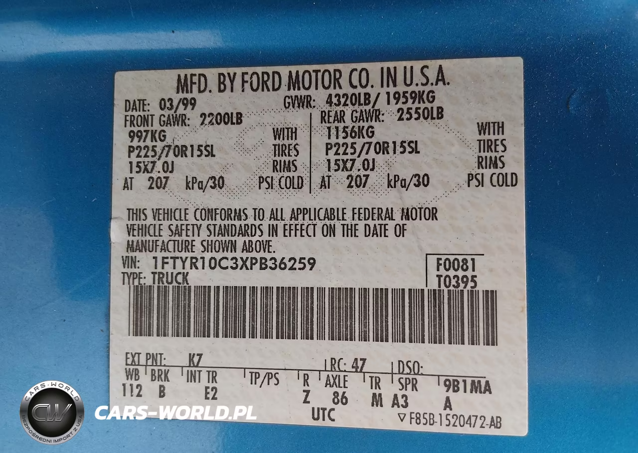 1999 Ford Ranger Xl-Xlt VIN:1FTYR10C3XPB36259 - 9