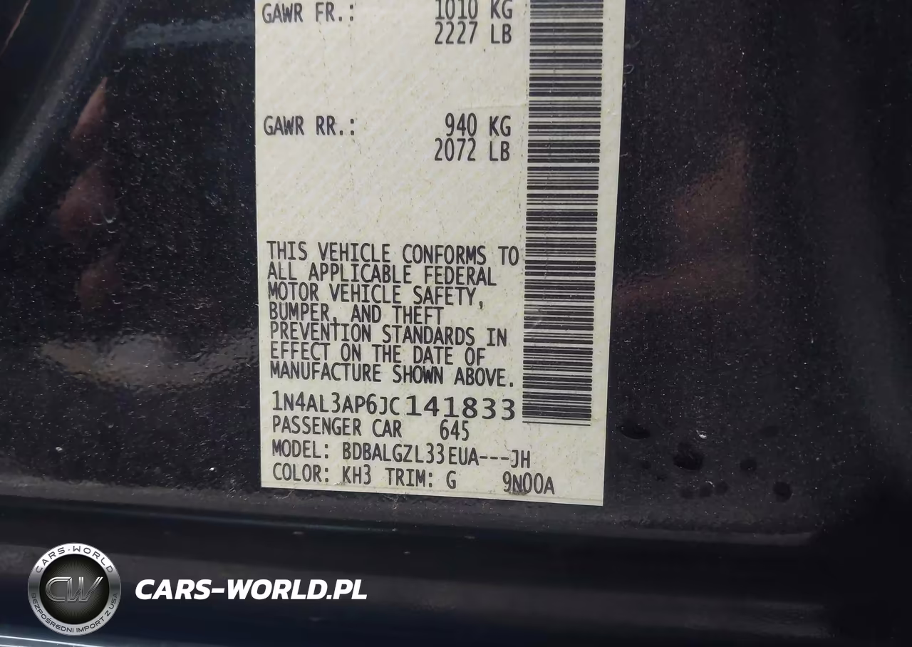 2018 Nissan Altima 2.5 S VIN:1N4AL3AP6JC141833 - 9