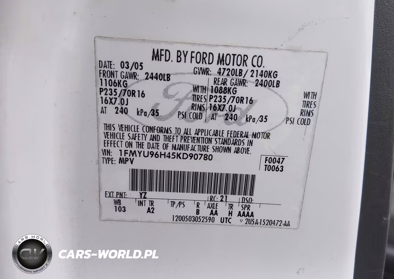 2005 Ford Escape Hybrid VIN:1FMYU96H45KD90780 - 9