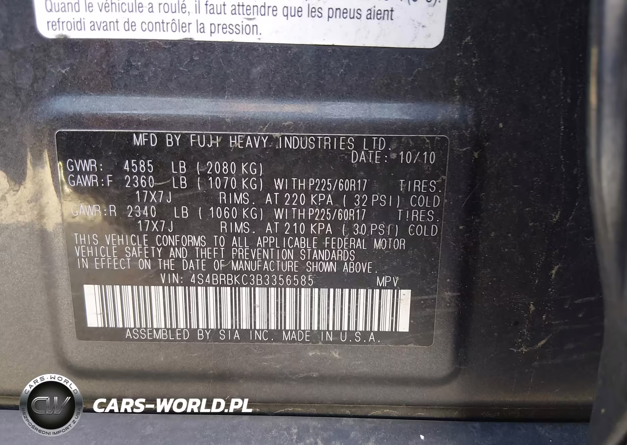 2011 Subaru Outback 2.5I Limited VIN:4S4BRBKC3B3356585 - 9