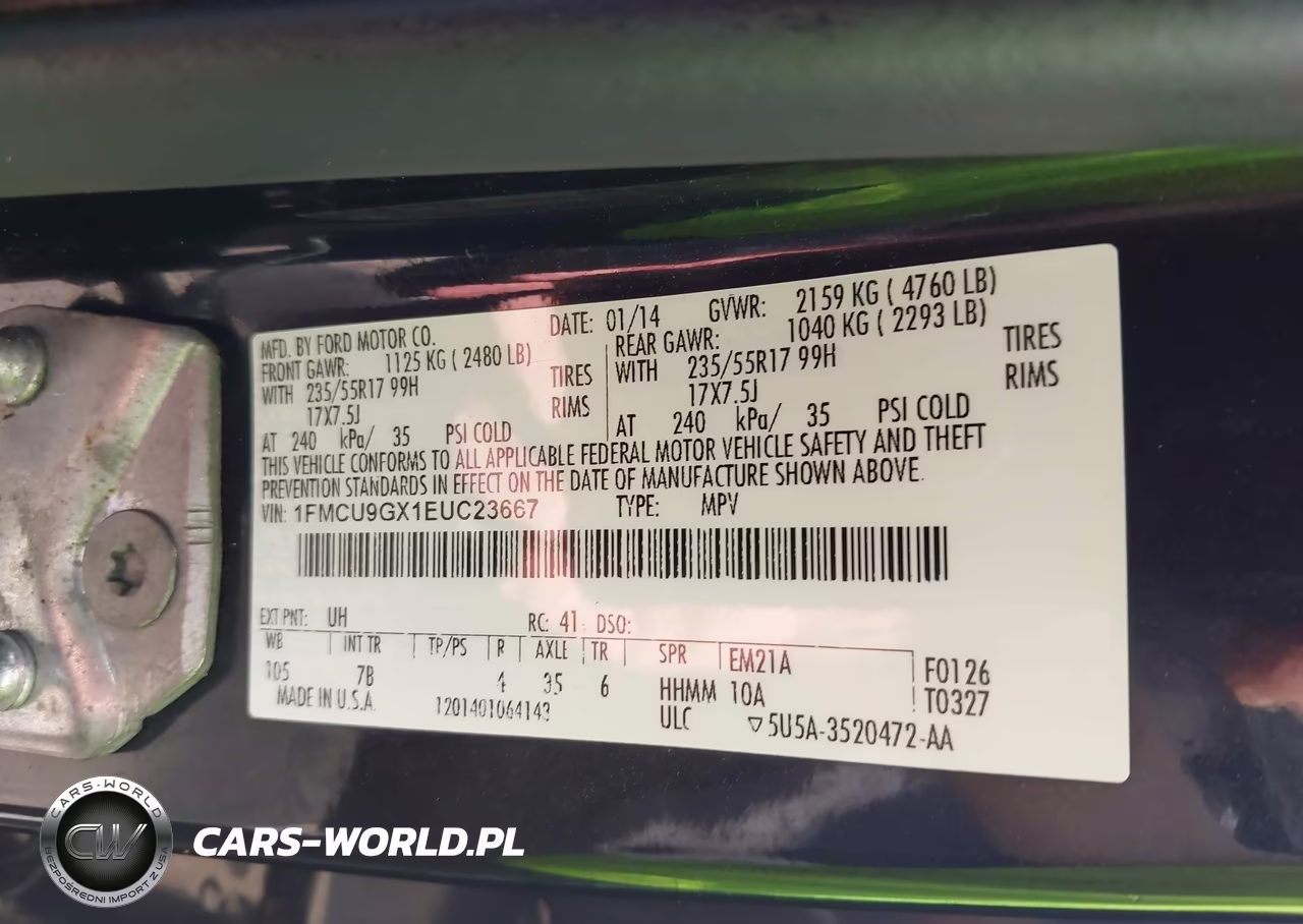 2014 Ford Escape Se VIN:1FMCU9GX1EUC23667 - 9