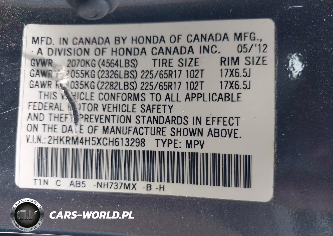 2012 Honda Cr-V Ex VIN:2HKRM4H5XCH613298 - 9