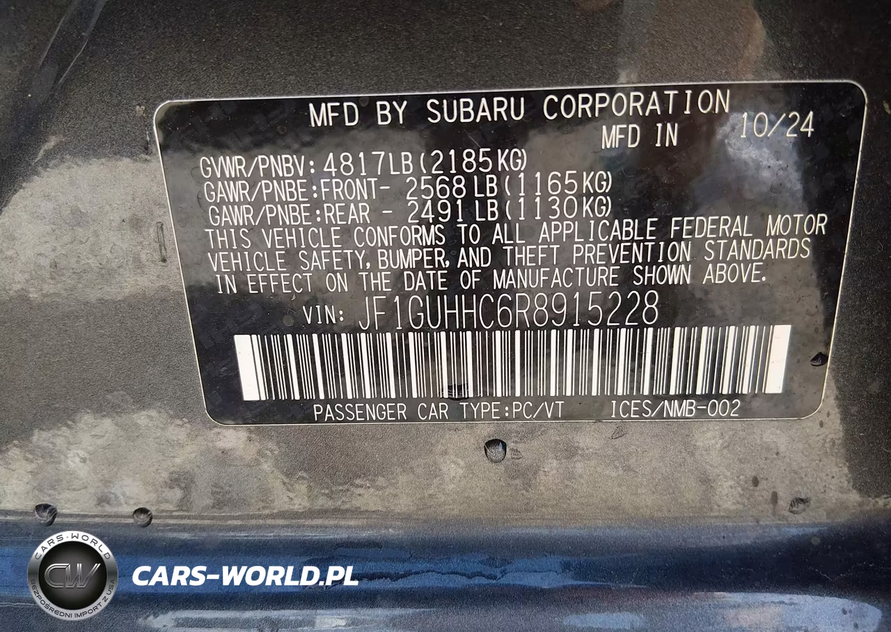 2024 Subaru Impreza Rs 5-Door VIN:JF1GUHHC6R8915228 - 9