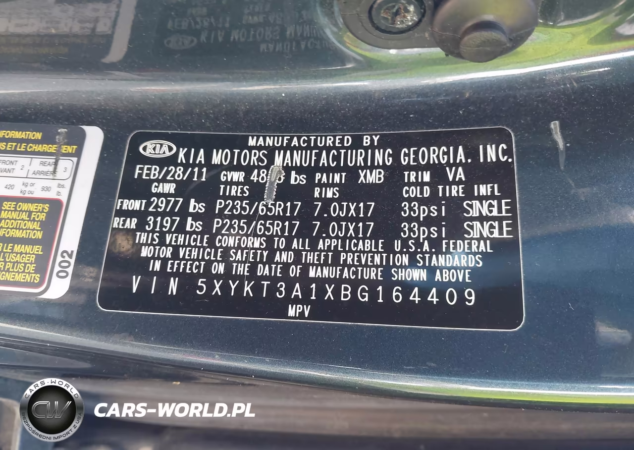 2011 Kia Sorento Lx VIN:5XYKT3A1XBG164409 - 9
