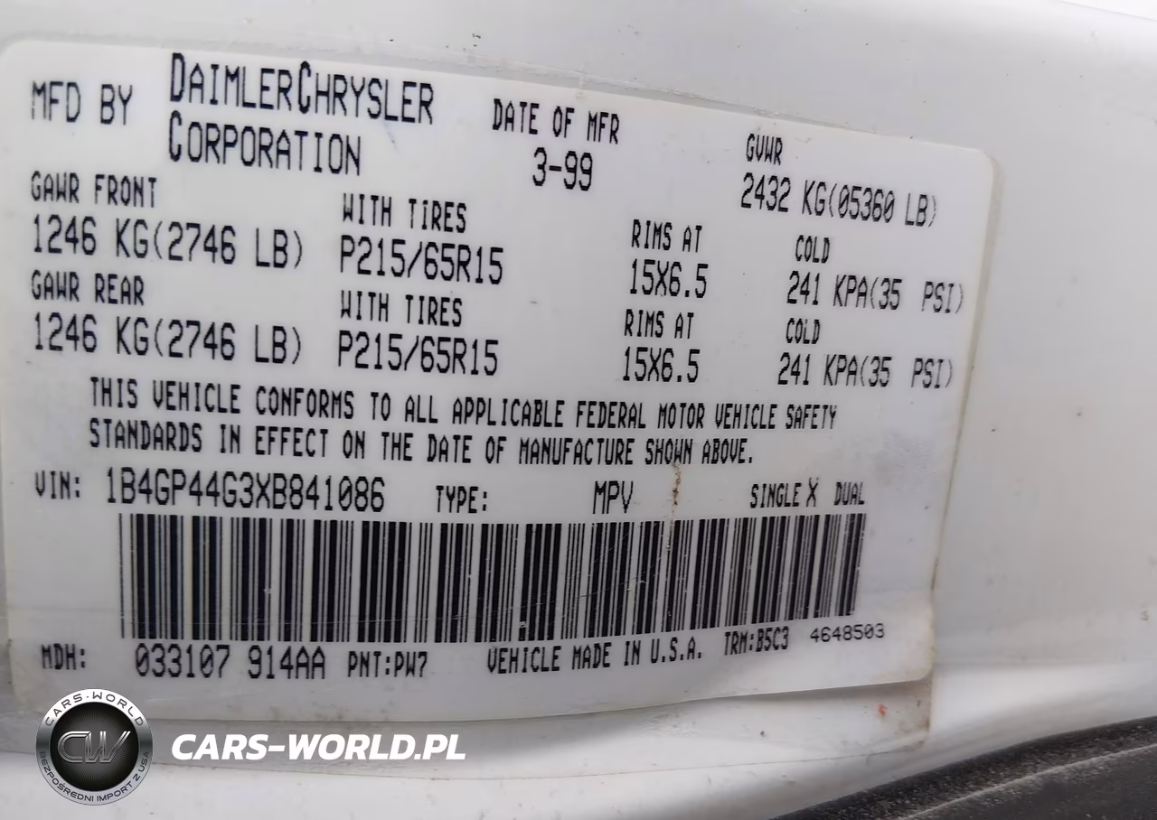1999 Dodge Grand Caravan Se VIN:1B4GP44G3XB841086 - 9