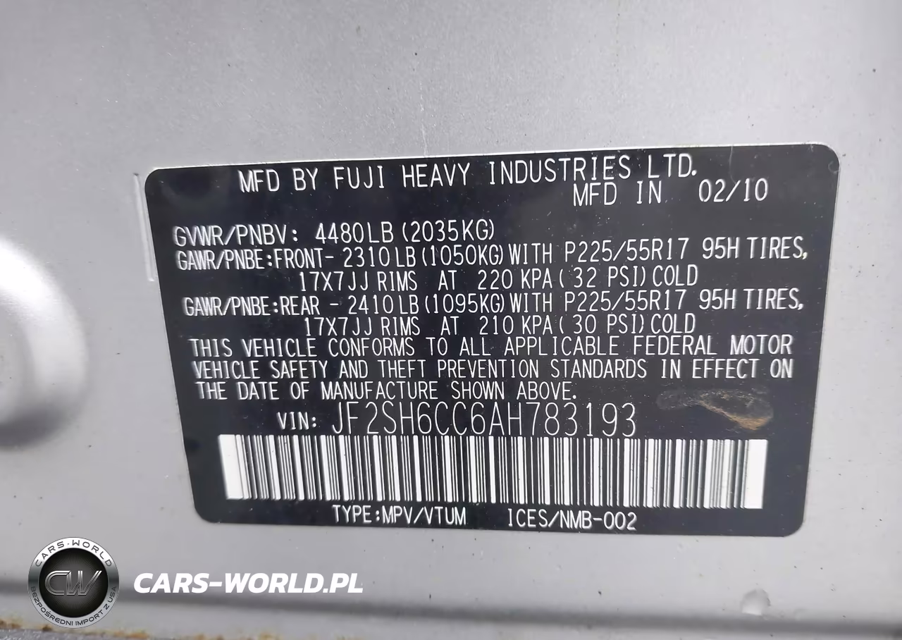 2010 Subaru Forester 2.5X Premium VIN:JF2SH6CC6AH783193 - 9