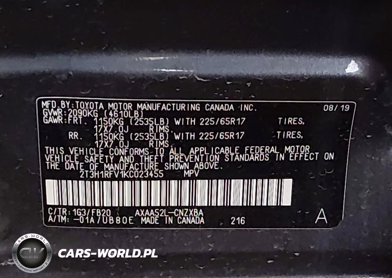 2019 Toyota Rav4 Le VIN:2T3H1RFV1KC023455 - 9