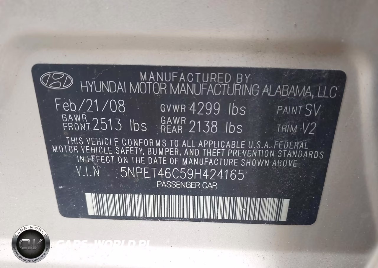 2009 Hyundai Sonata Gls VIN:5NPET46C59H424165 - 9