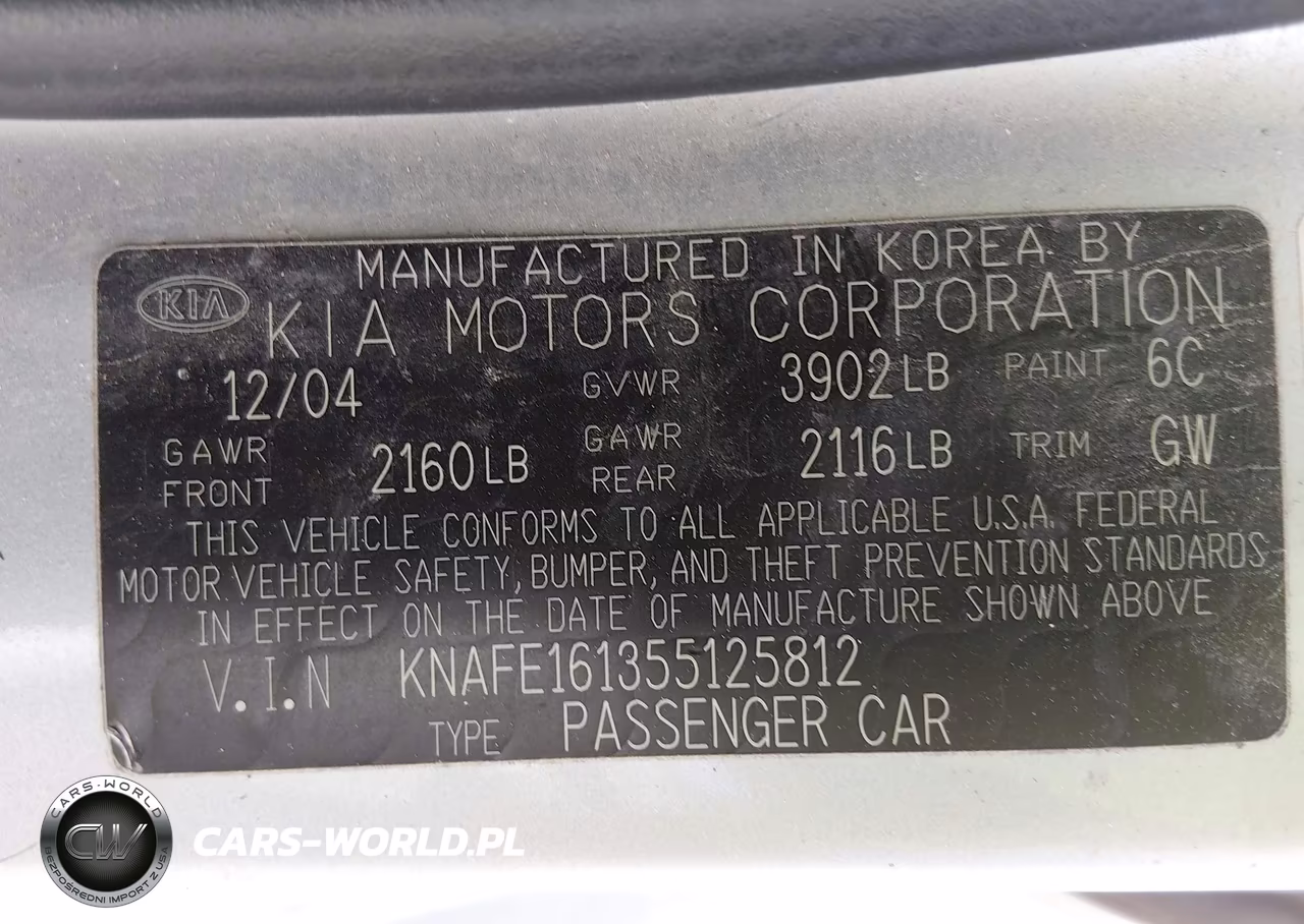 2005 Kia Spectra5 VIN:KNAFE161355125812 - 9