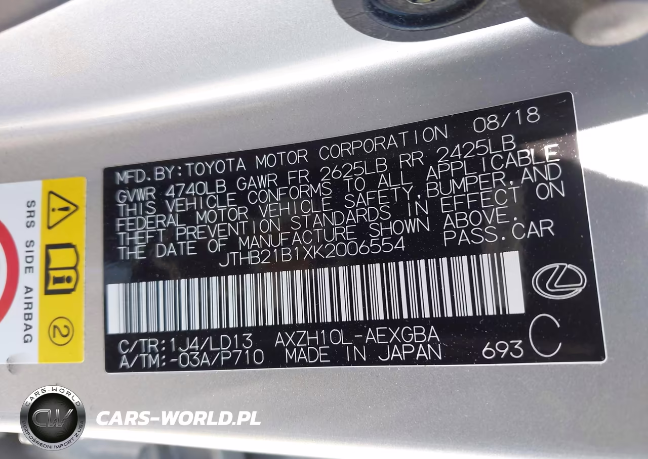 2019 Lexus Es 300H VIN:JTHB21B1XK2006554 - 9
