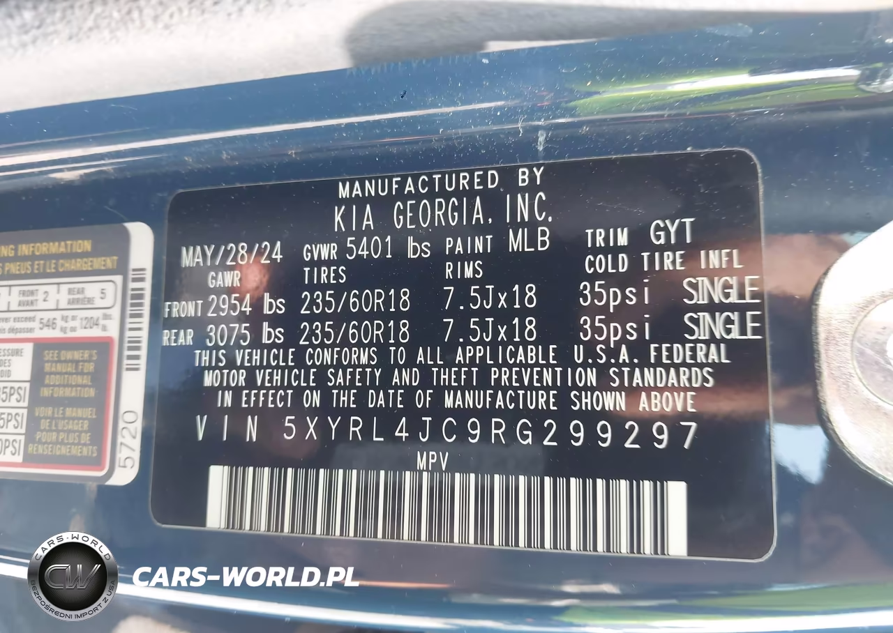 2024 Kia Sorento S VIN:5XYRL4JC9RG299297 - 9