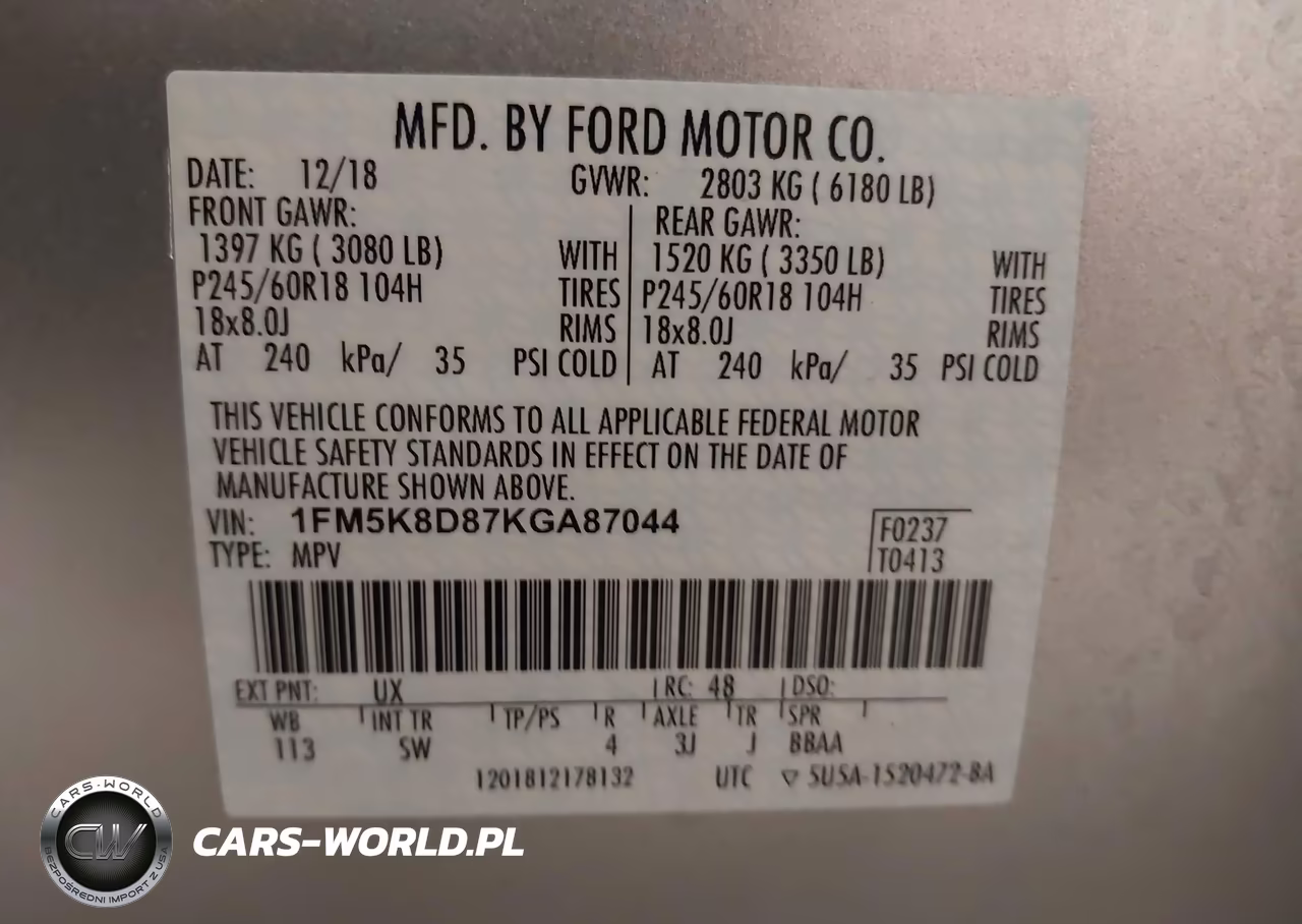 2019 Ford Explorer Xlt VIN:1FM5K8D87KGA87044 - 9