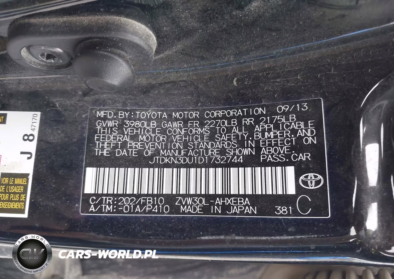 2013 Toyota Prius VIN:JTDKN3DU1D1732744 - 9